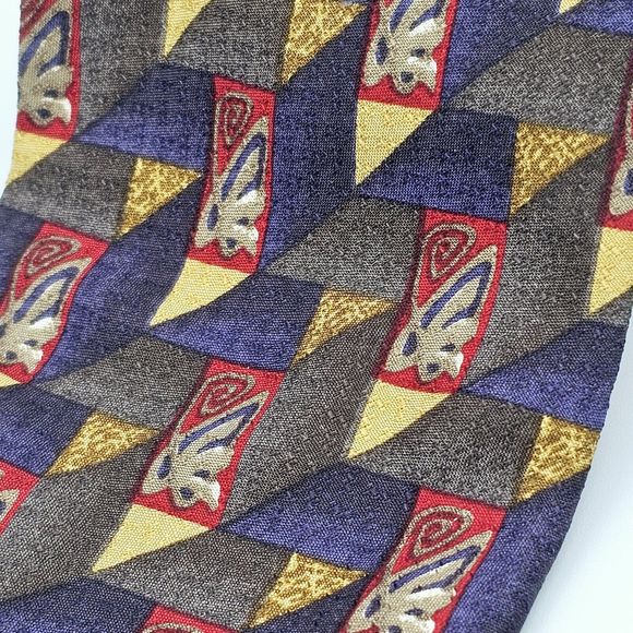 Carrot & Gibbs Tie Men's Italian Silk Butterfly Geometric Blue Gold Red Gray - Picture 5 of 8